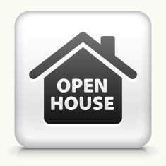 235x235 Square Button With Open House Royalty Free Vector Art Vector Art