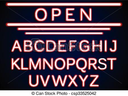 450x338 Illustration Of Set Retro Neon Open Signs Background.