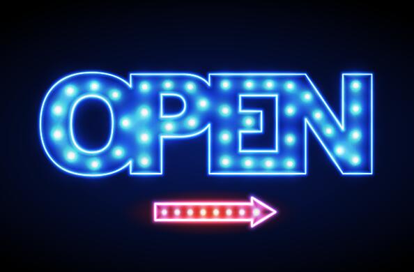 594x390 Neon Open Sign Vector Material 09 Free Download