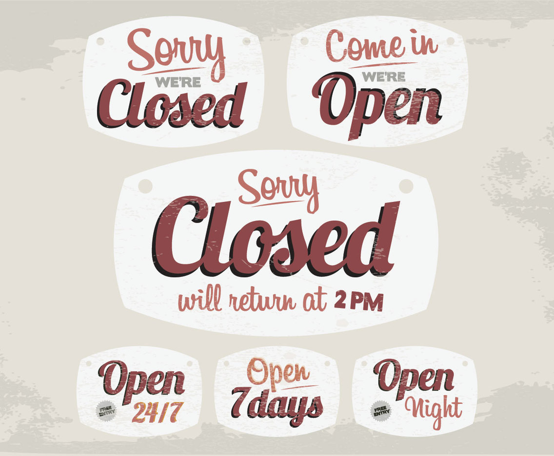 1136x936 Vintage Closed And Open Signs Vector Vector Art Amp Graphics