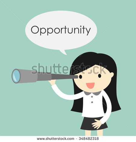 450x470 Business Concept, Business Woman Using Her Telescope Looking For