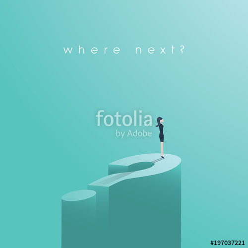 500x500 Businesswoman Standing On Big Question Mark Vector Concept. Symbol