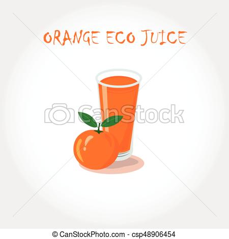450x470 Glass Of Bio Fresh Orange Juice. Vector Illustration. Text Title