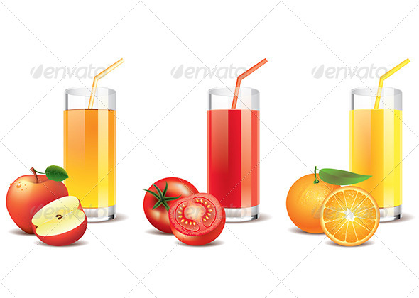 590x420 Apple, Tomato And Orange Juice Vector By Andegro4ka Graphicriver
