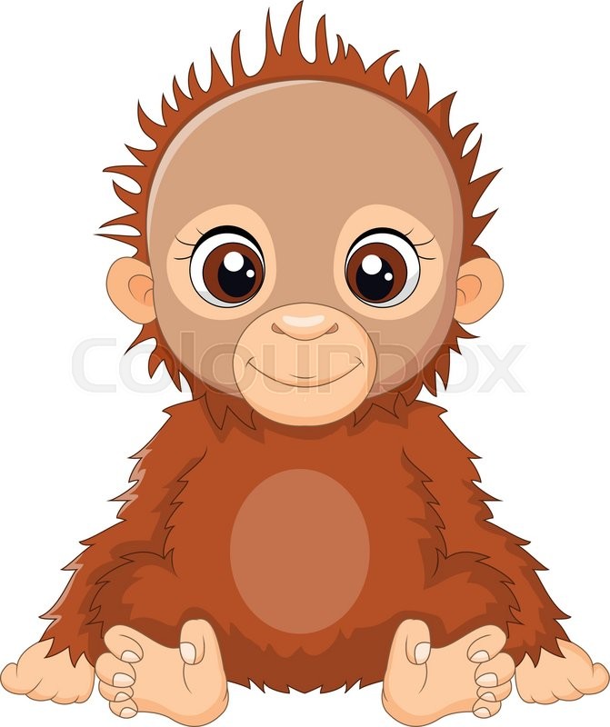 671x800 Vector Illustration Of Cartoon Baby Orangutan Sitting Stock