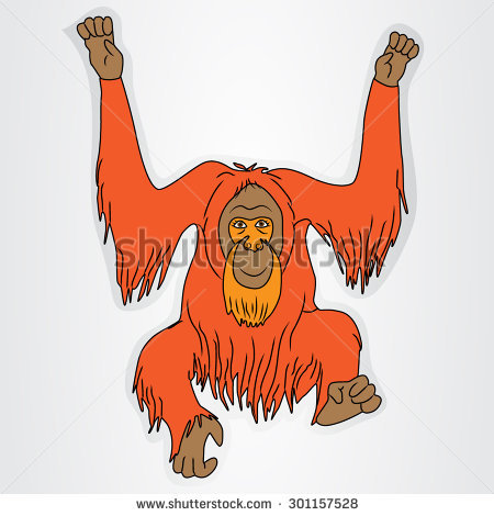 450x470 Cartoon Orangutan Group With Items