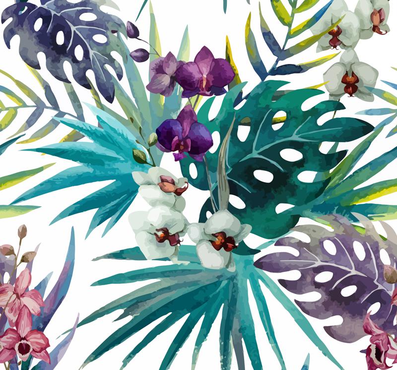 800x746 Water Painting Orchid Vector [Ai]