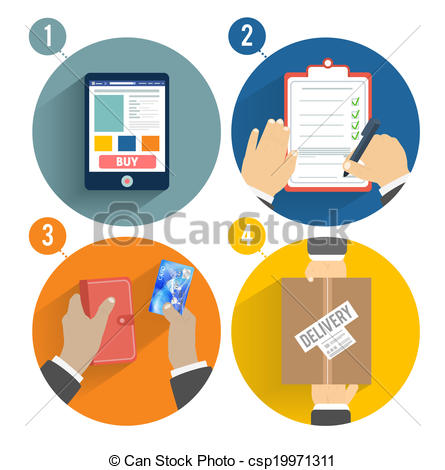 445x470 Set Of Hands Clients Purchasing. Order Of The Goods Online