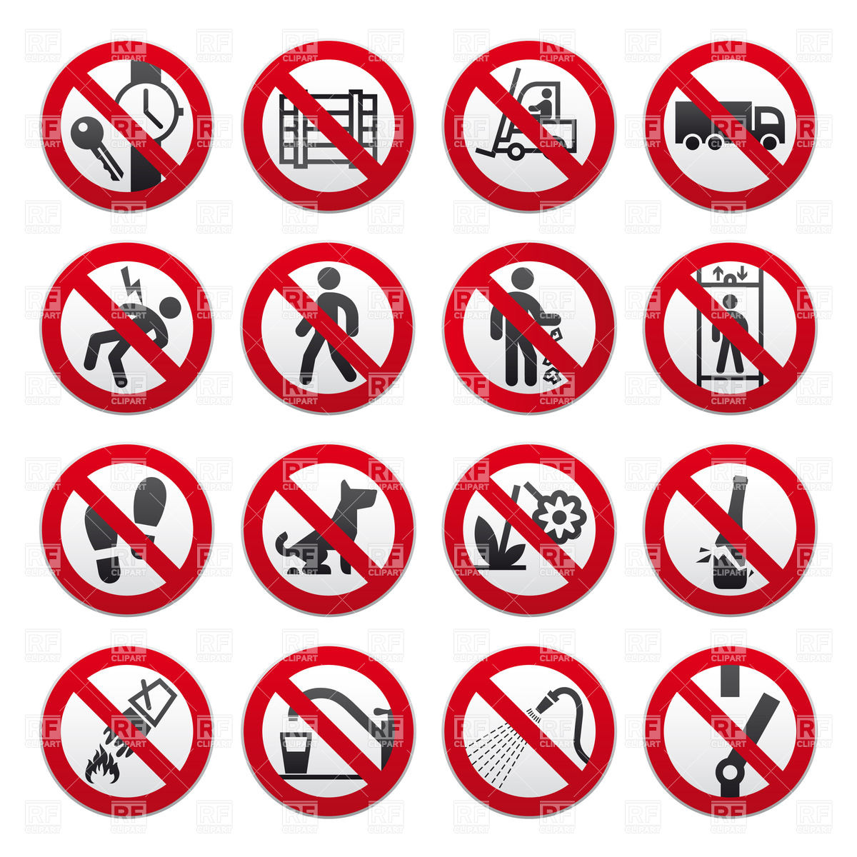 1200x1200 Set Of Public Order Prohibitory Signs Vector Image Vector