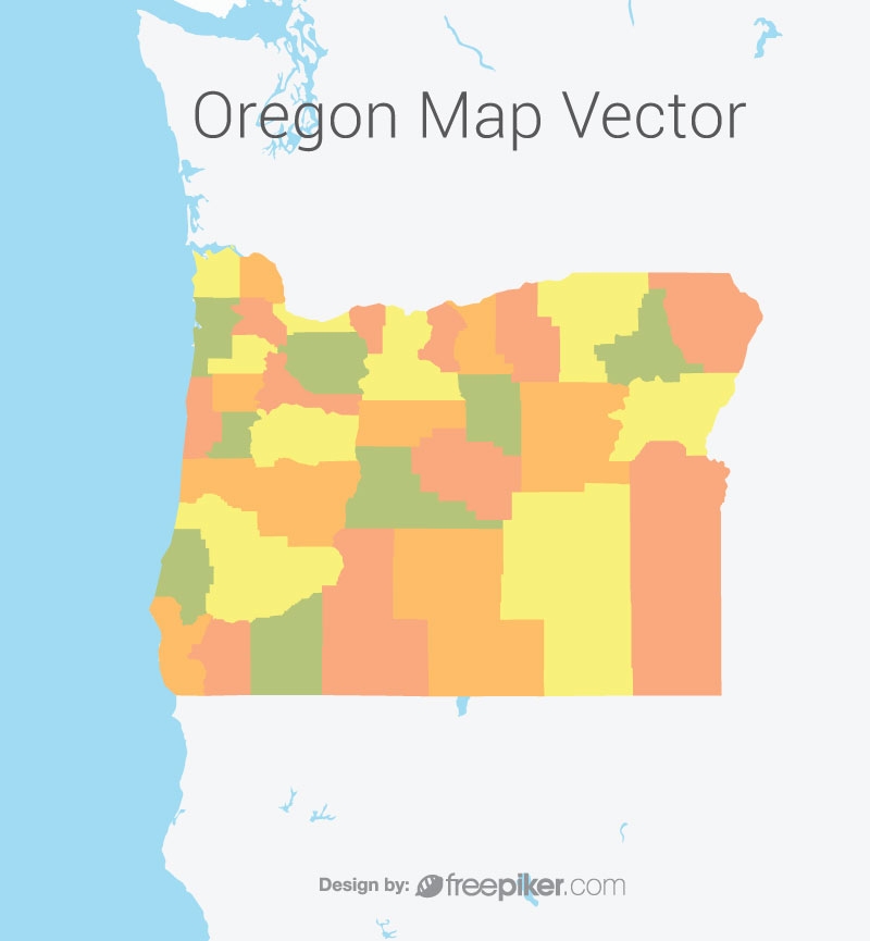 800x865 Freepiker Oregon Map Colorful Vector Design