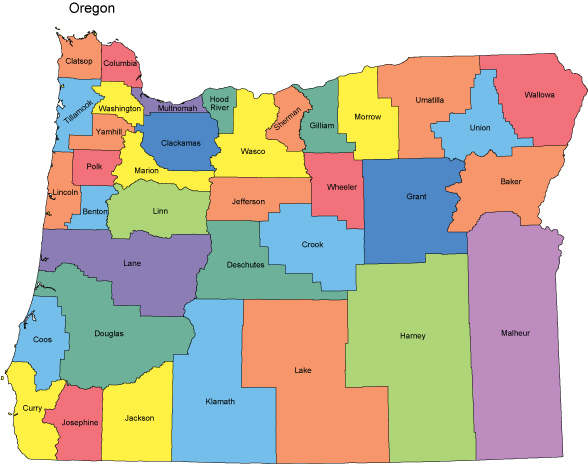588x464 Oregon Map With Counties