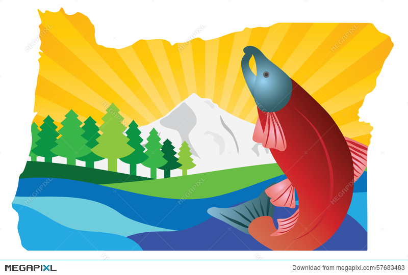 800x540 Scenic State Of Oregon Map Outline Vector Illustration