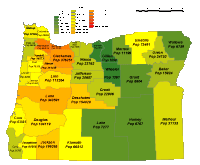 200x165 Editable Oregon County Populations Map