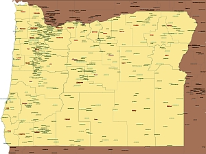 300x225 Editable Royalty Free Map Of Oregon, Or In Vector Graphic Online
