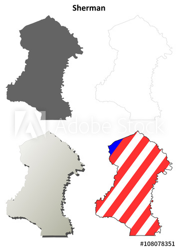 357x500 Sherman County, Oregon Outline Map Set