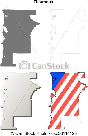 304x470 Tillamook County, Oregon Outline Map Set. Tillamook County, Oregon