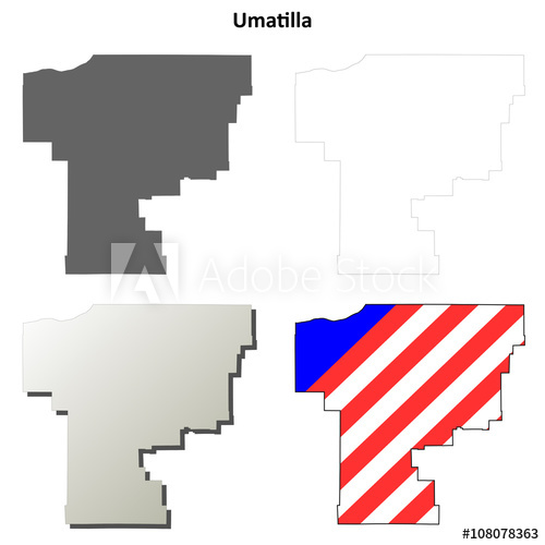 500x500 Umatilla County, Oregon Outline Map Set
