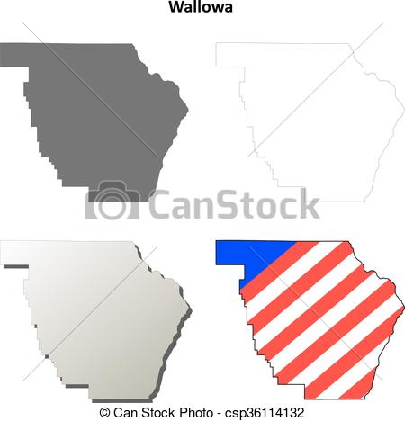 450x468 Wallowa County, Oregon Outline Map Set. Wallowa County, Oregon