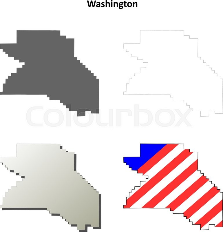 770x800 Washington County, Oregon Blank Outline Map Set Stock Vector