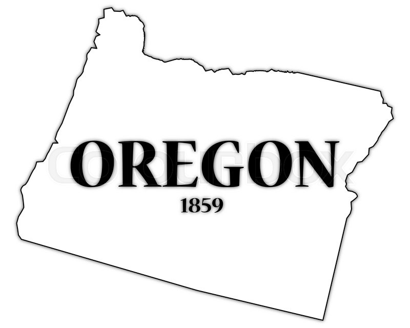 800x640 An Oregon State Outline With The Date Of Statehood Isolated On A
