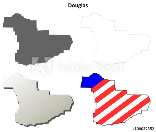 500x423 Douglas County, Oregon Outline Map Set