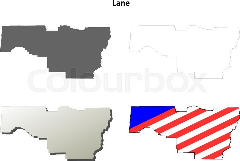 800x537 Lane County, Oregon Blank Outline Map Set Stock Vector Colourbox