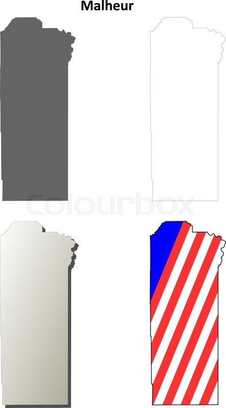 443x800 Malheur County, Oregon Blank Outline Map Set Stock Vector