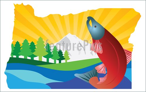 500x318 Scenic State Of Oregon Map Outline Vector Illustration