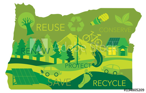 500x319 State Of Oregon Map Environment Eco Outline Illustration