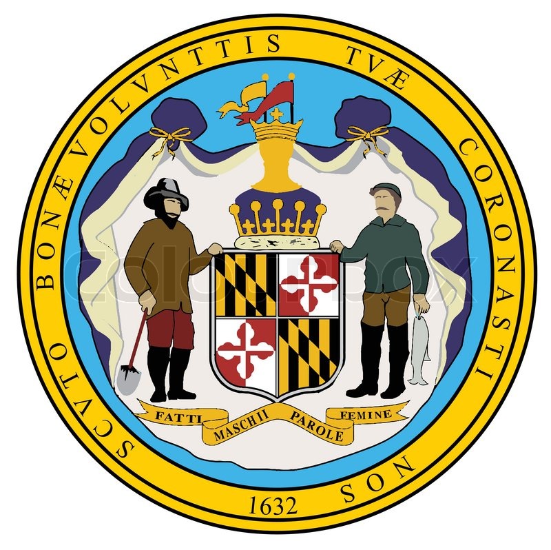 800x798 The Seal Of The State Of Maryland Over A White Background Stock