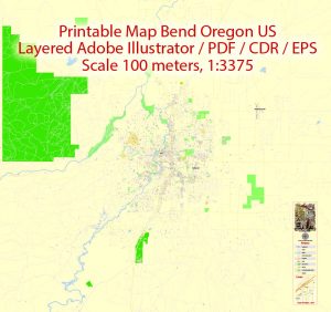 300x282 Printable Eps Map Bend Oregon Us, Exact Vector City Plan Map