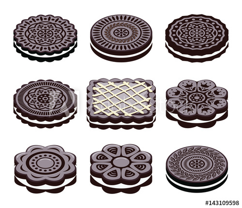 500x430 Vector Icons Of Oreo Cookie Set