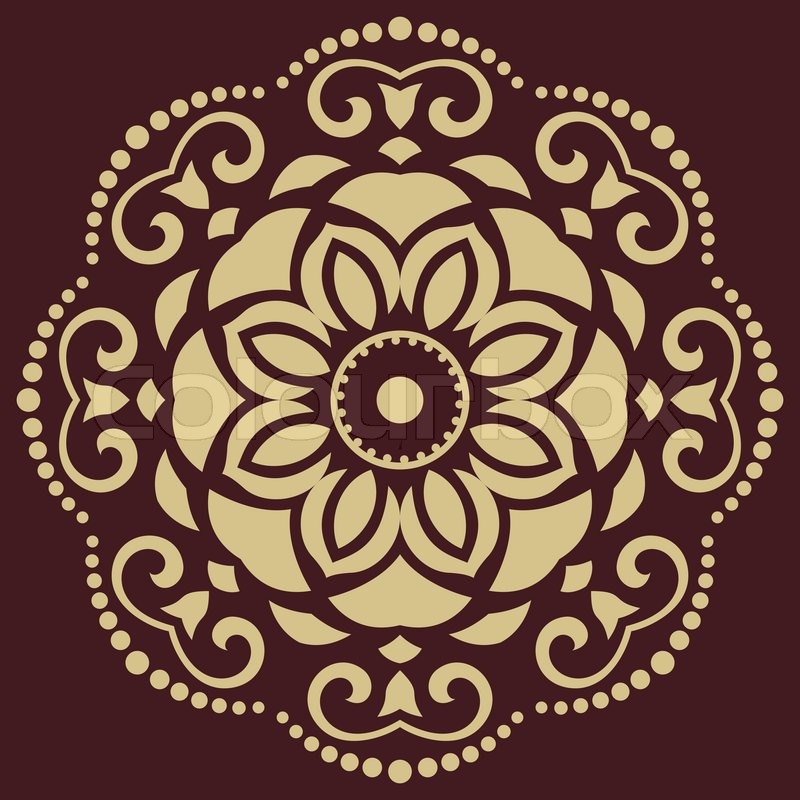 800x800 Oriental Vector Pattern With Damask, Arabesque And Floral Golden