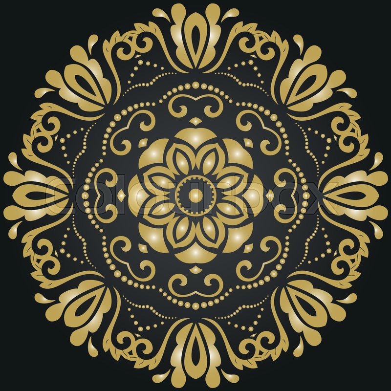 800x800 Oriental Vector Round Golden Pattern With Arabesques And Floral