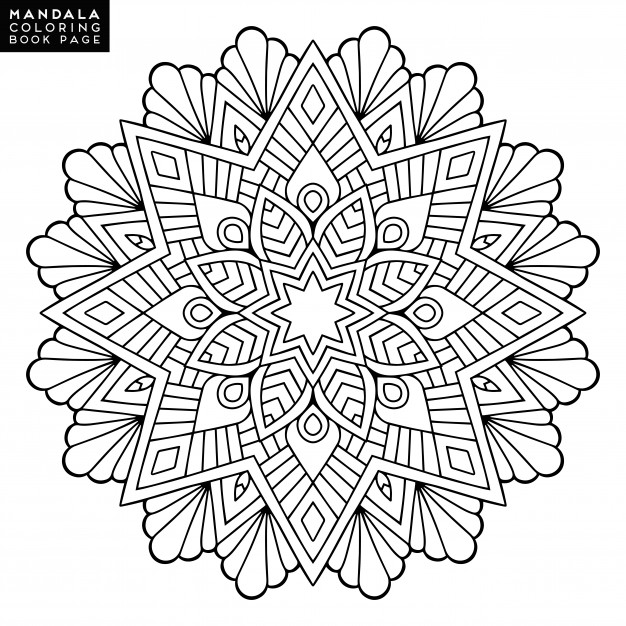 626x626 Outline Mandala For Coloring Book. Decorative Round Ornament. Anti