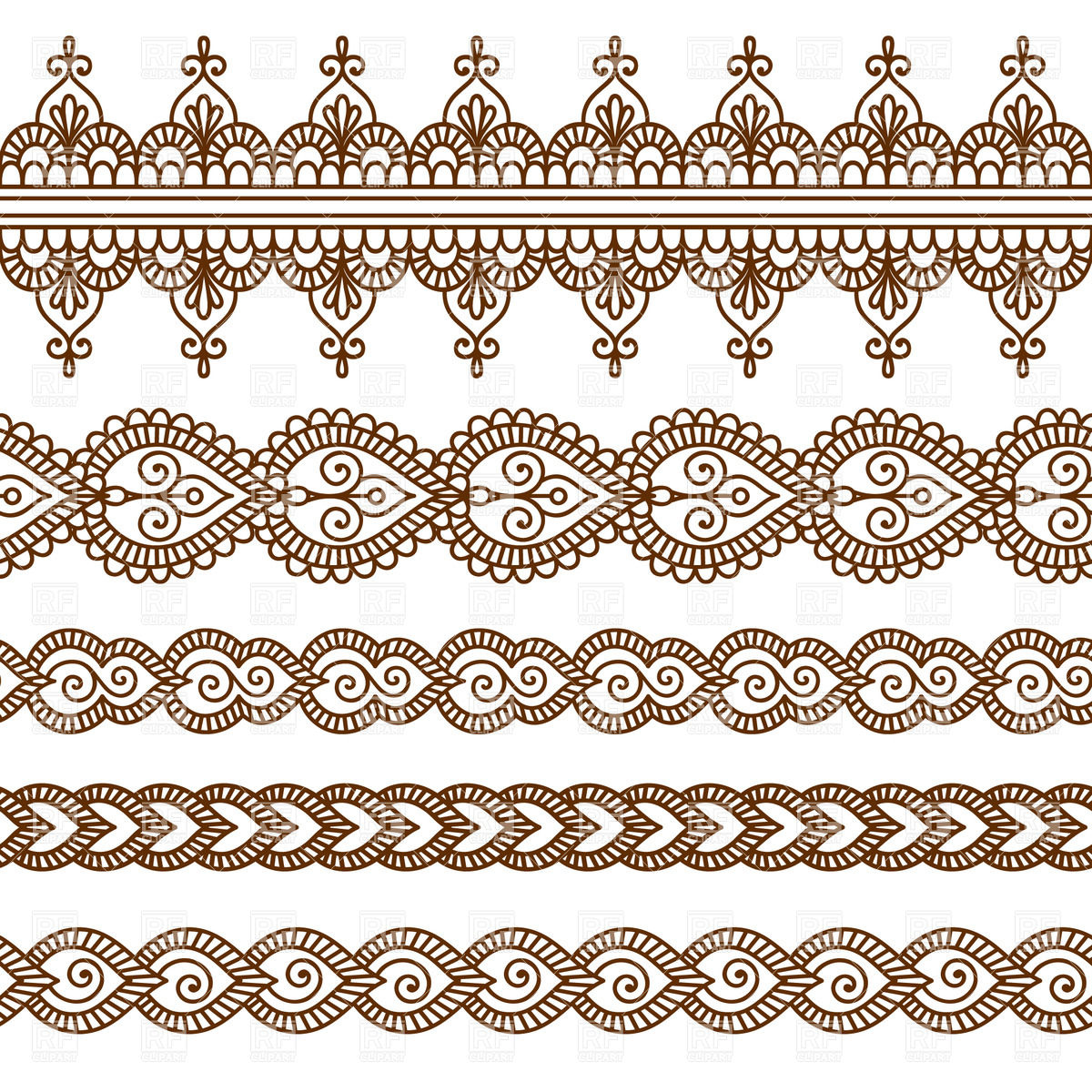 1200x1200 Set Of Five Oriental Borders Vector Image Vector Artwork Of