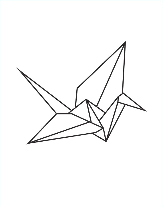570x725 Origami Crane Vector