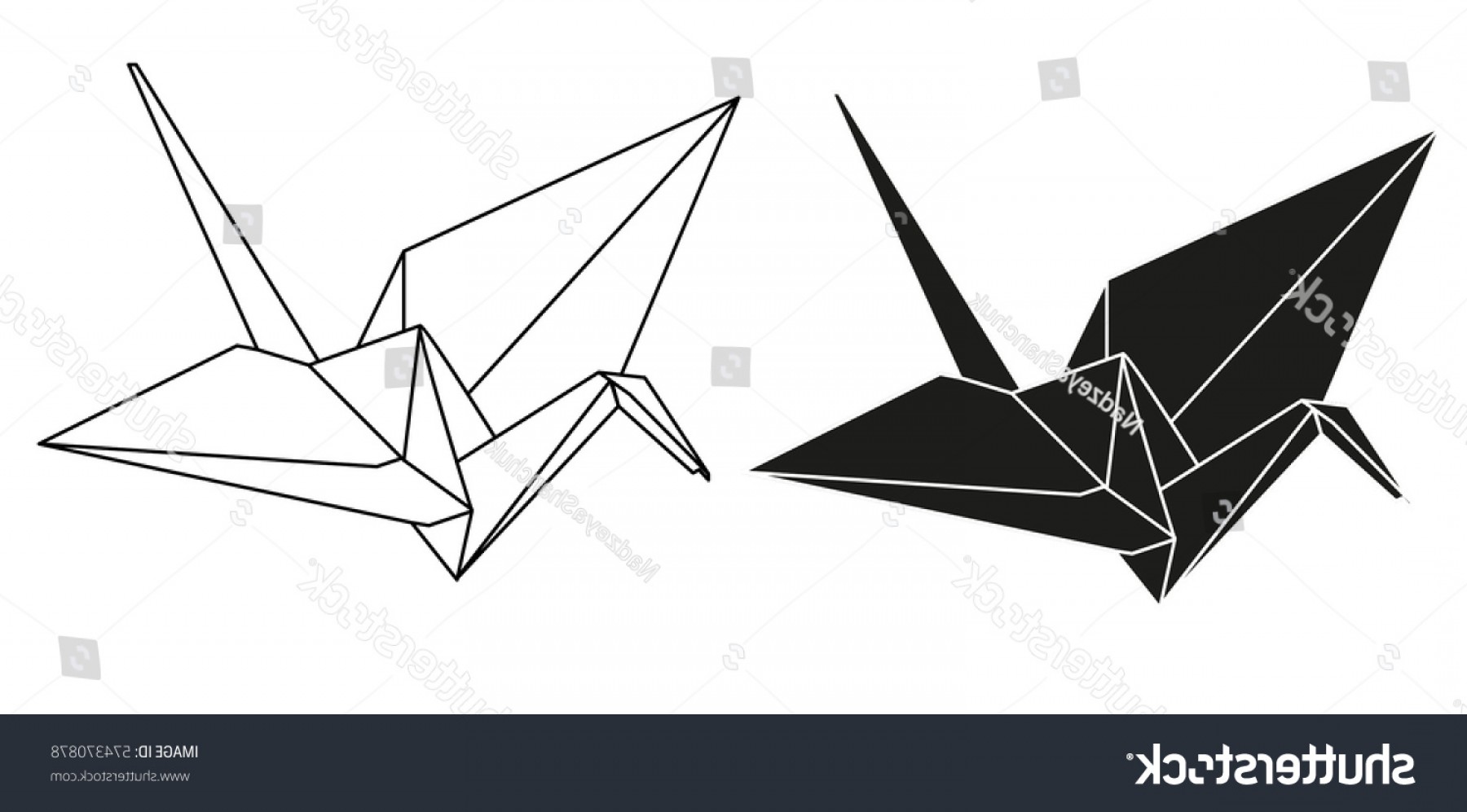 1800x997 Vector Isolated Silhouette Origami Crane Lazttweet