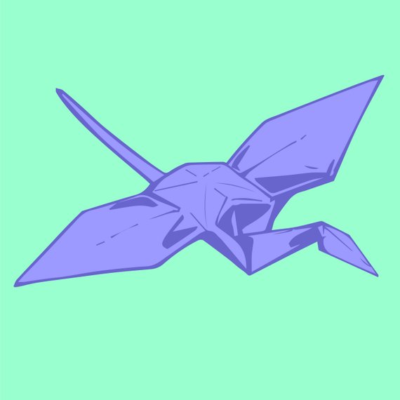 570x570 Origami Crane Digital Vector Line Art Clip Art Download