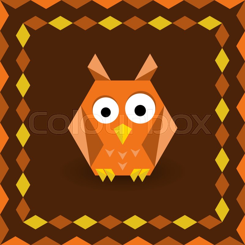 800x800 Polygonal Origami Owl In Frame, Vector Illustration For Your