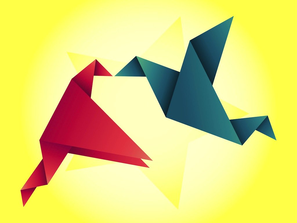 1024x768 Kissing Origami Birds Vector Art Amp Graphics