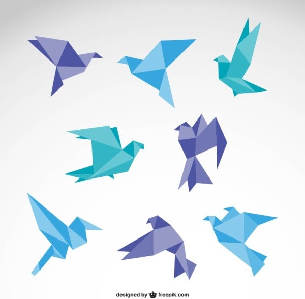 600x588 Vector Set Of Origami Birds Graphics Free Vector In Adobe