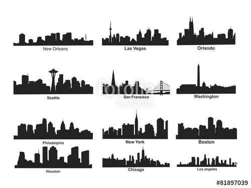 500x375 Us City Skyline Silhouette Stock Image And Royalty Free Vector