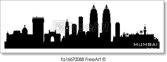 560x208 Free Art Print Of Mumbai India City Skyline Vector Silhouette