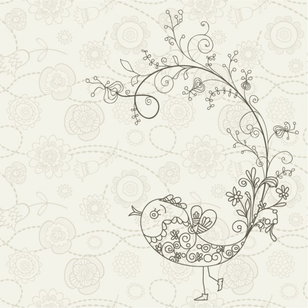 626x626 Elegant Bird Hand Made With Ornaments Background Vector Free