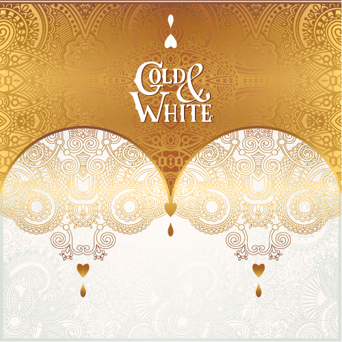 500x500 Gold With White Floral Ornaments Background Vector Illustration