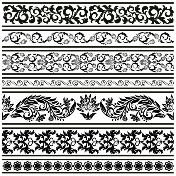 600x599 Black Seamless Lace And Ornaments Vector 04 Free Download
