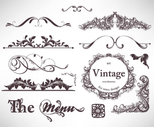 600x495 Retro Decorative Ornaments Frames And Borders Vector Free Vector