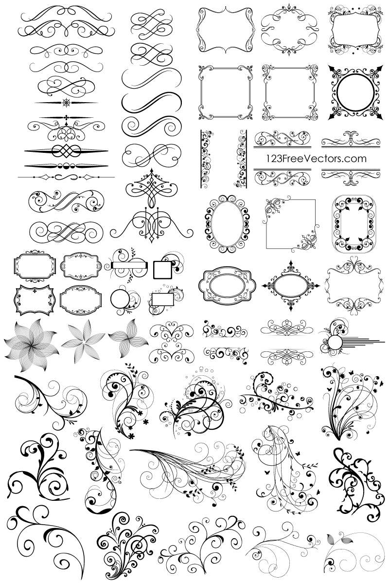 800x1200 Free Download 65 Floral Decorative Ornaments Vector Pack. Free