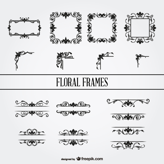 626x626 Floral Ornament Frames Set Vector Free Download